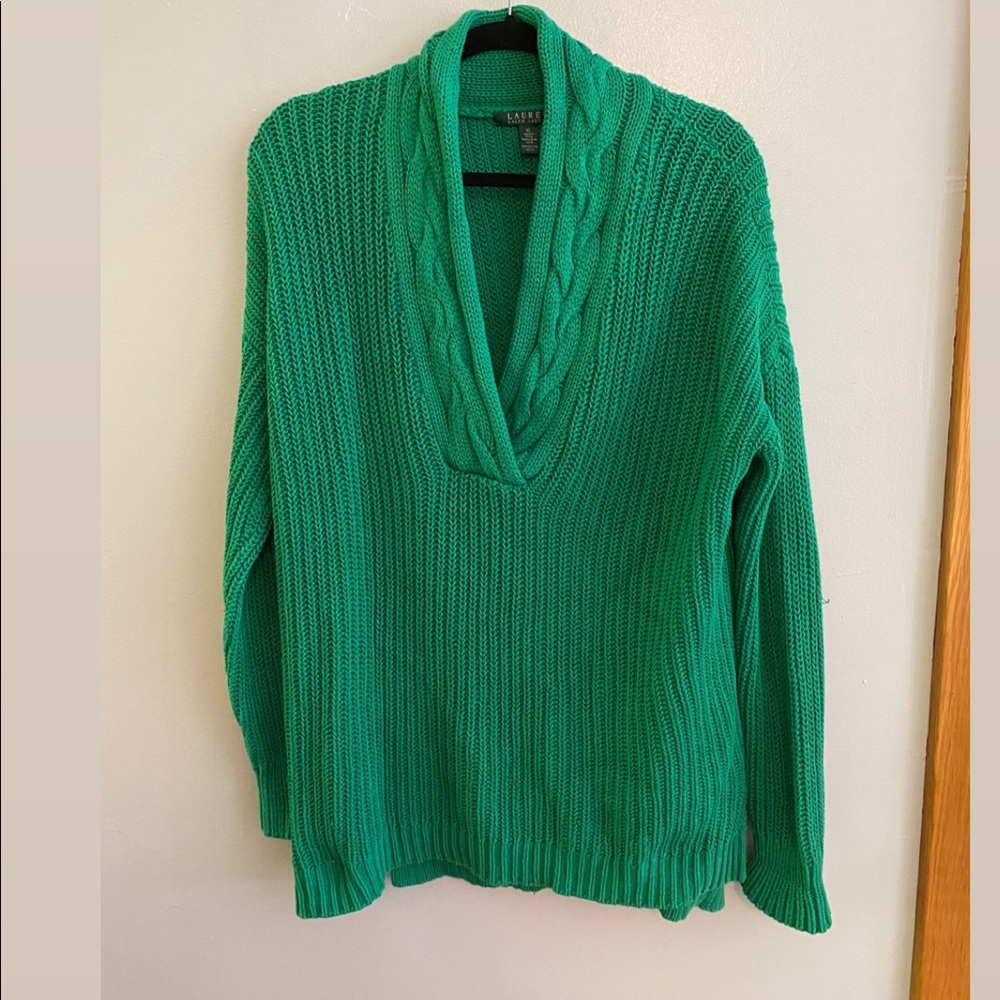 Vintage Green Ralph Lauren V-Neck Sweater
